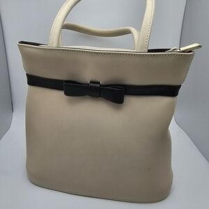Chic Cream and Black Bow Women's Tote